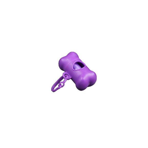 Purple Bone Shaped Poop Bag Dispenser with Poop Bags - Picture 2 of 3